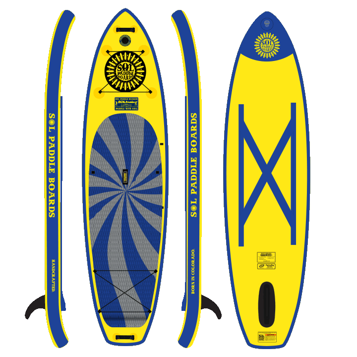 GalaXy SOLtrain showing all four sides of the inflatable paddle board.