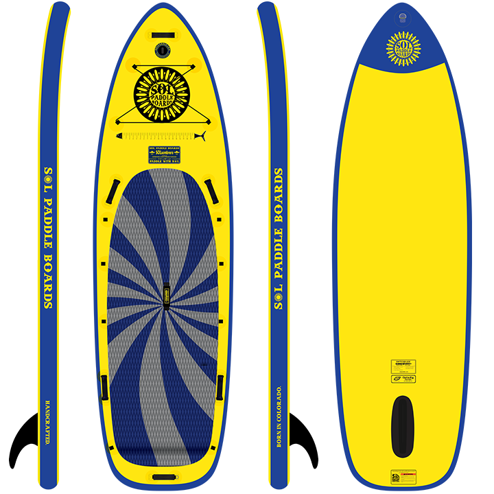Infinity SOLsombrero Inflatable Paddle Board showcasing all four sides of the SUP board.